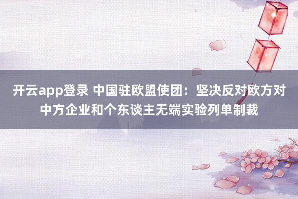 开云app登录 中国驻欧盟使团：坚决反对欧方对中方企业和个东谈主无端实验列单制裁