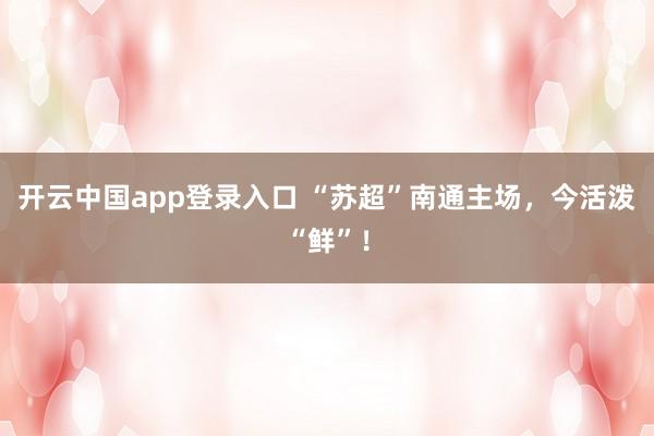 开云中国app登录入口 “苏超”南通主场，今活泼“鲜”！