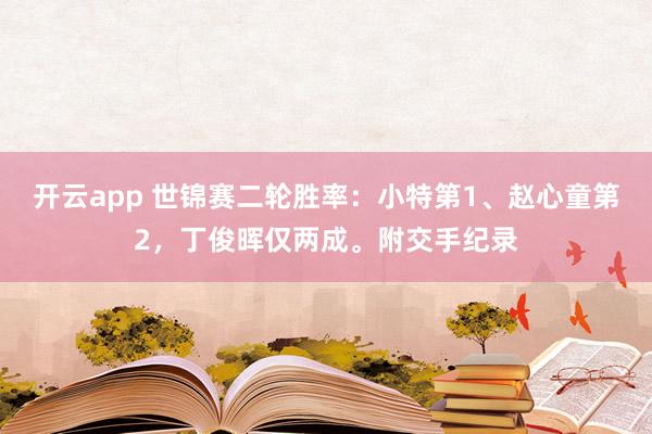 开云app 世锦赛二轮胜率：小特第1、赵心童第2，<a href=